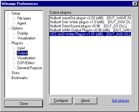 winamp line in visualization